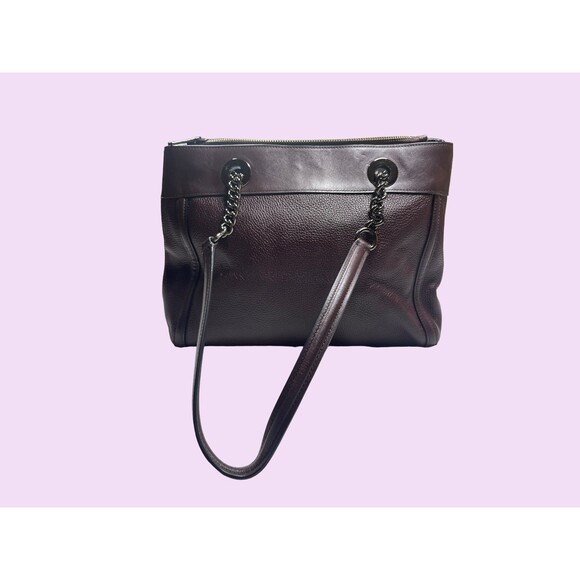 Coach 1881 Rowan Satchel Leather‎ Shoulder Bag Vintage Crossbody Dark Purple Bag - Picture 1 of 7